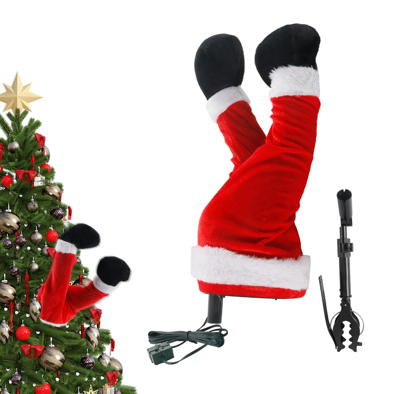 Jambes de Père Noël Animée, Décoration d'arbre pour Les Jambes du Père Noël avec Support, Ornements Suspendus Décoration De Noël