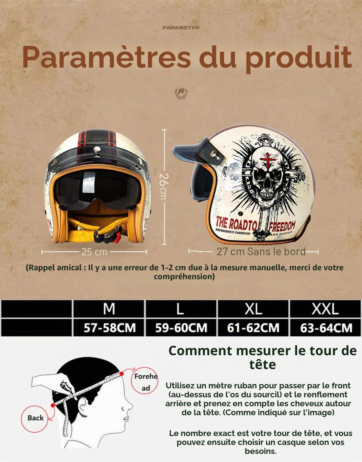 Casques Ouvert Classique Demi-Casque Hommes, Casques De Moto 3/4 Ouvert Casque Scooter Vintage Casque Jet Moto Homme Homologué Dot/ECE Demi Casque Chaud pour Scooter Cyclomoteur
