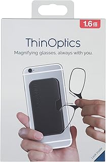 リベルタ スマホに貼れる拡大鏡 Thin Optics スマホケースタイプ 薄くて軽量 携帯 (+1.60) ブラック 1.6倍 1 個