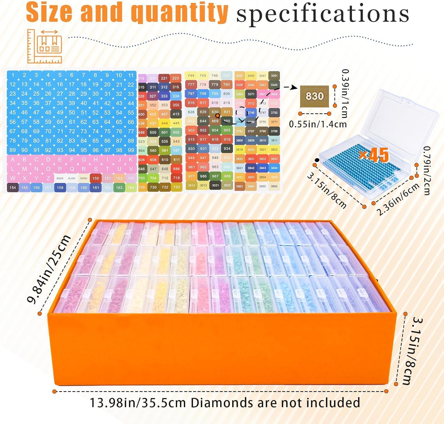 45 Slots Diamond Painting Accessori,Diamond Painting Kit Completo,Kit Diamond Painting per Conservare Accessori di Pittura con Diamanti