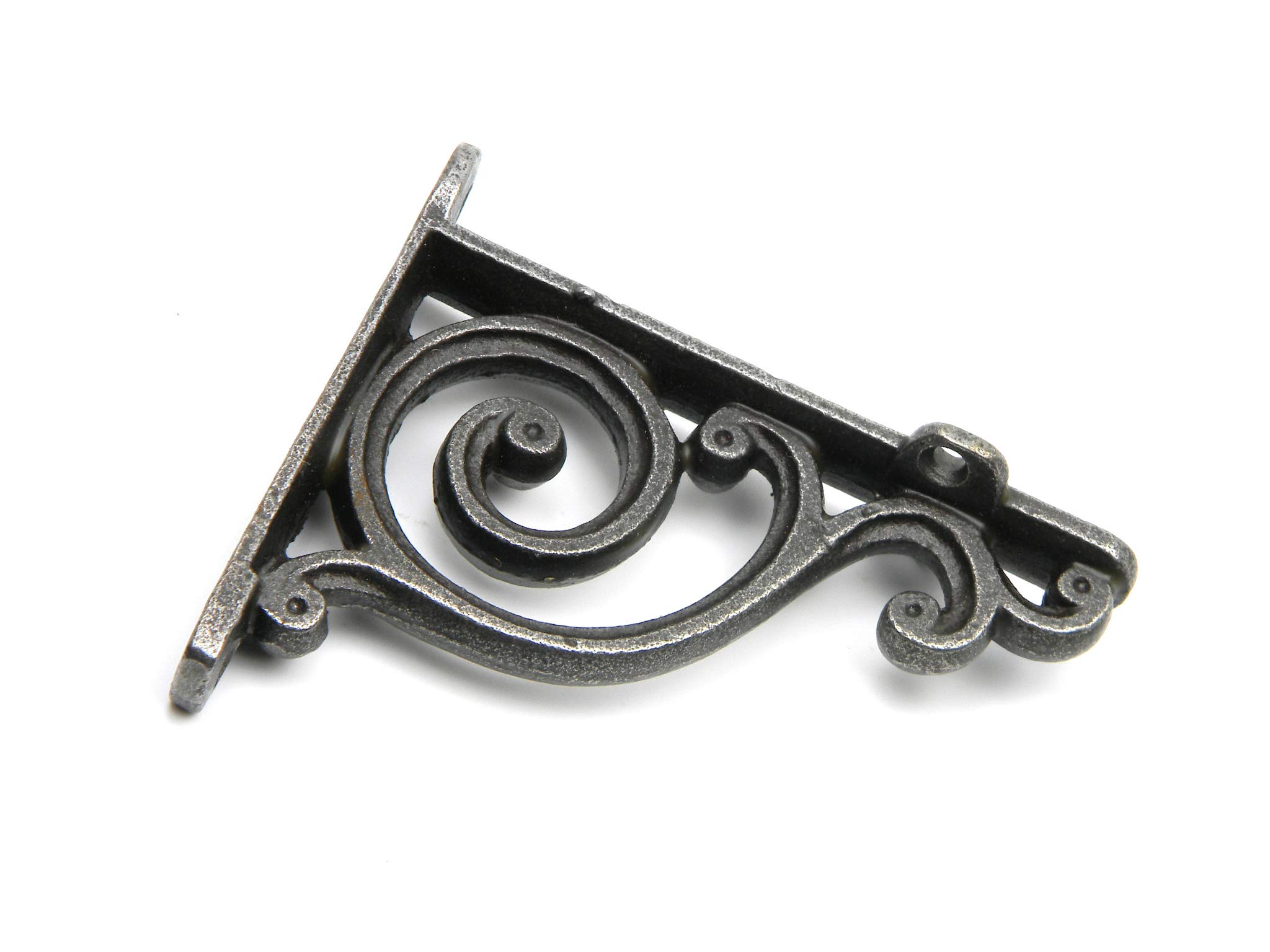 Oakcrafts - Pair Of Tiny Shelf Brackets Antique Cast Iron Victorian Scroll Lugs - 100Mm X 90Mm / 4? X 3.5?