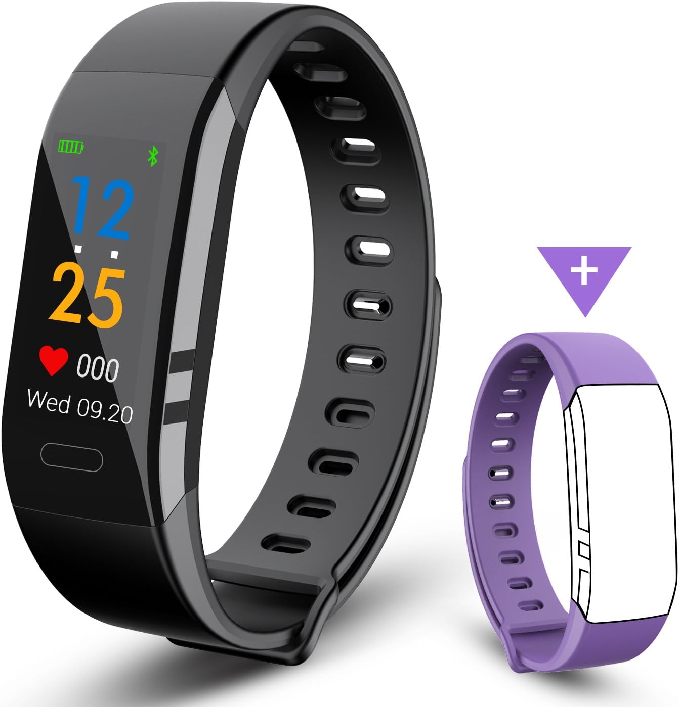 Fitness Tracker,EJIKER Fitness Trackers with Heart Monitor IP67 Waterproof HR Blood Pressure Color Display Digital Watch Smart Watch Waterproof with Step Tracker/Calorie Counter/Sedentary/Call/SMS for Android & iOS