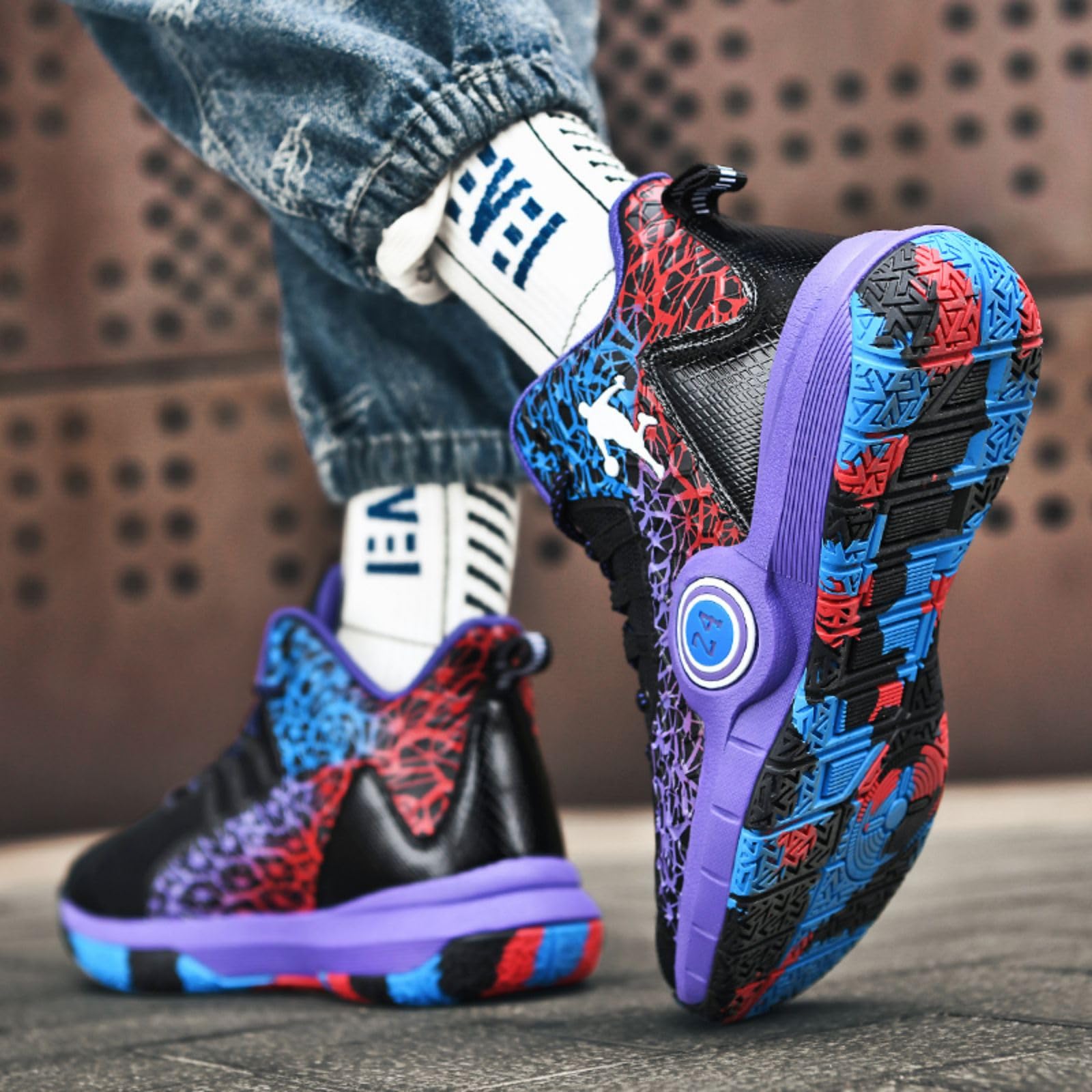 Chaussures de Basketball Hautes Antidérapantes Respirantes Résistantes Baskets de Sport Confortables Hommes Adolescents