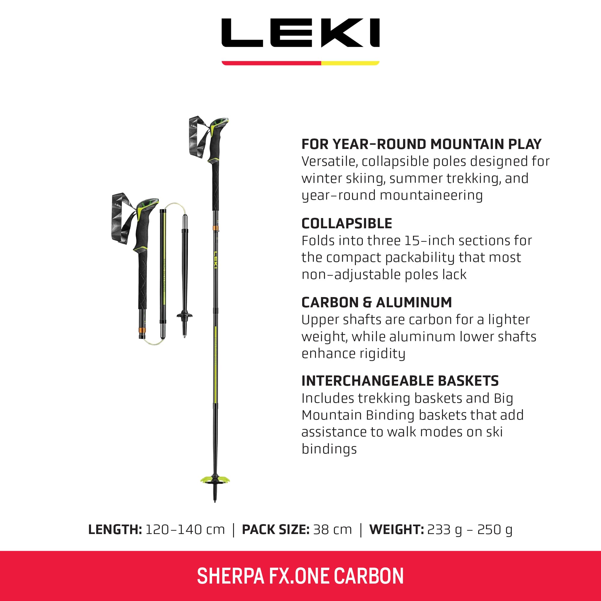 Leki Sherpa FX.One Carbon Poles, 125 cm