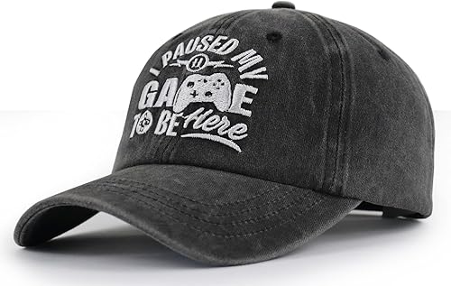 Miniatura 2 de Gorra de béisbol con texto en inglés "I Paused My Game to Be Here" para hombres y mujeres, divertida gorra de béisbol bordada ajustable de algodón