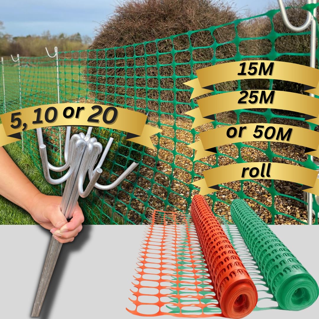 – Smith & Barker GALVANISED 5,10, 20 Premium Fencing Pins with 15M 25M 50M Temporary Barrier Fence Mesh Outdoor Garden Plastic Netting Mesh Fence Stakes Posts Metal (10 Pins ONLY)