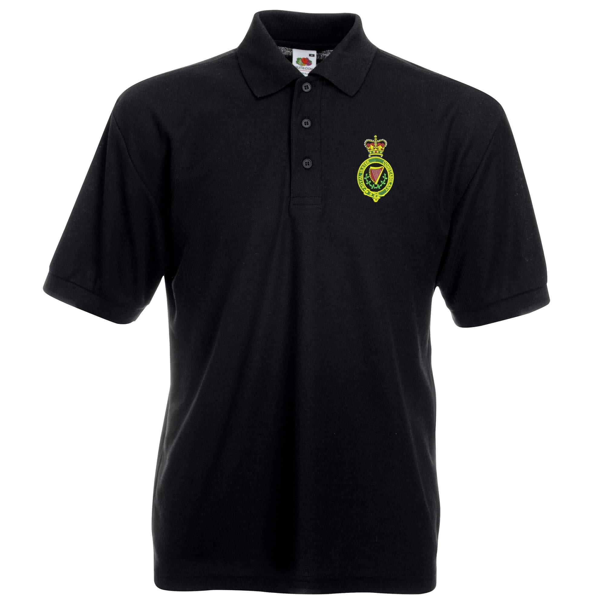 Pineapple Joe's Men's Black Royal Ulster Constabulary Embroidered Polo - Large