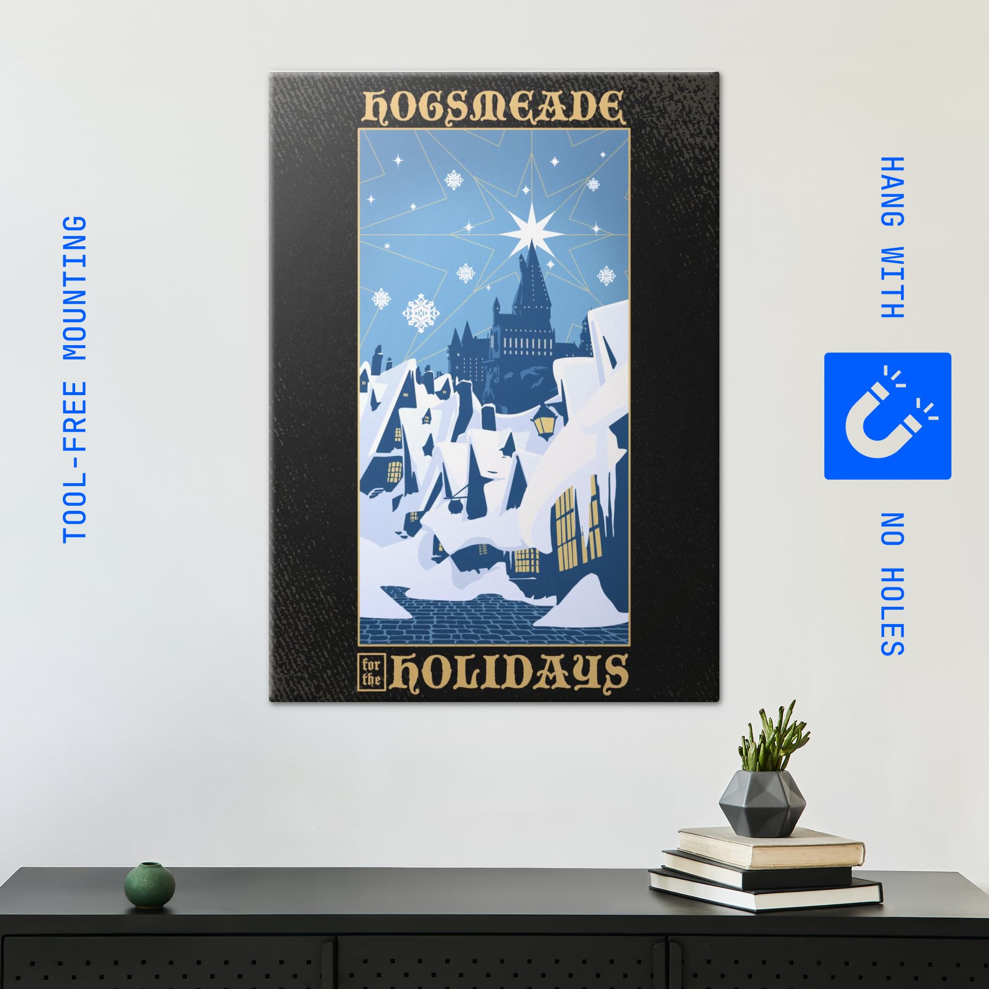 Displate Metall poster Wizarding World Hogsmeade for Holidays Größe L | Bilder Wanddeko Wohnzimmer & Schlafzimmer Wandbilder, Geschenk. Wandkunst mit Magnet-Befestigung, ohne Bohren.