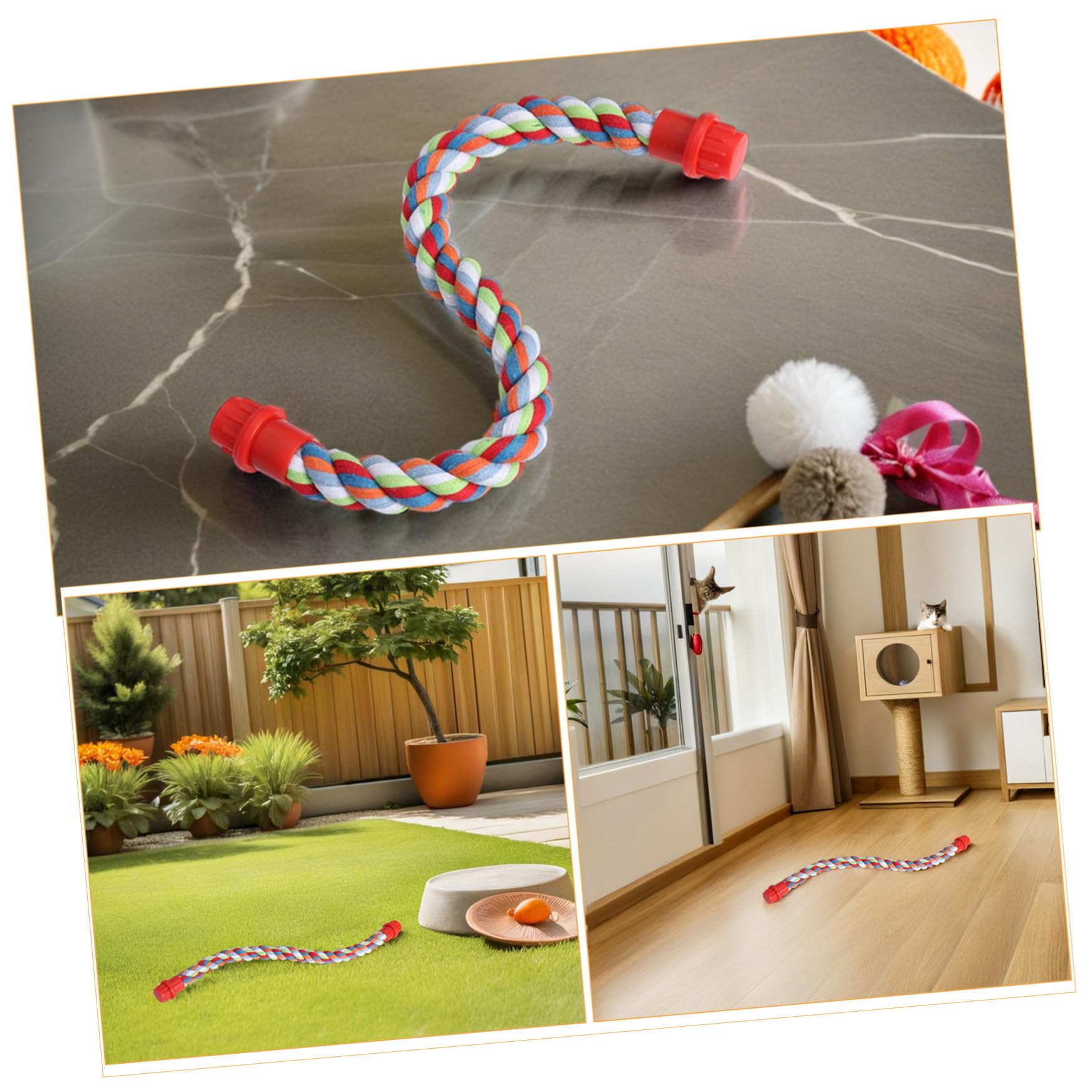 3 Stück Teiliges Baumwollseil Sitzstangen für Vögel und Kleintiere Biegsame Kletter Spielstangen für Papageien Hamster Chinchillas Flexible Vogelkäfig-perchen