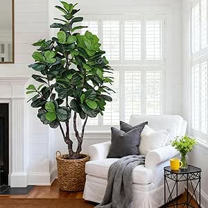 7FT Artificial Fiddle Leaf Fig Tree for Home Decor, Faux Indoor Plant in Pot