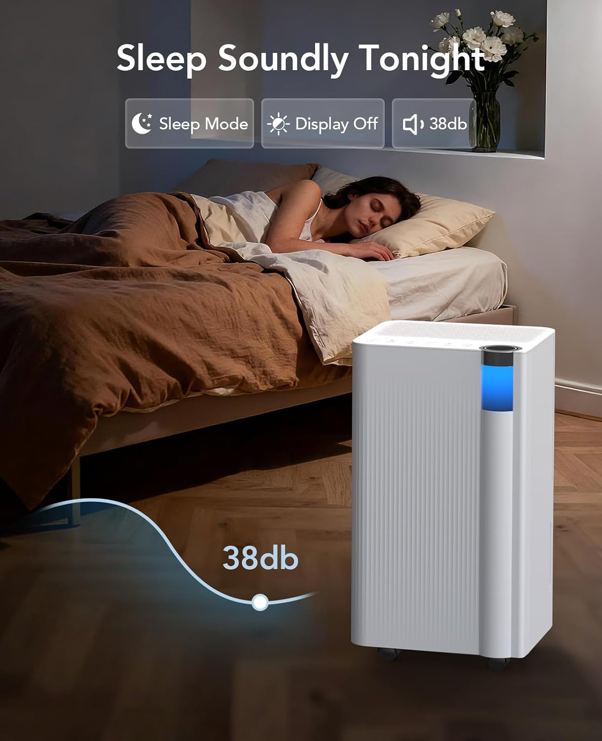 2500 Sq.Ft Dehumidifier for Basement with Drain Hose Max 34 Pints, Dehumidifiers for Home Large Room Bathroom Bedroom, 3 Modes, Smart Humidity Control, Auto Defrost, 24H Timer, Sleep Mode