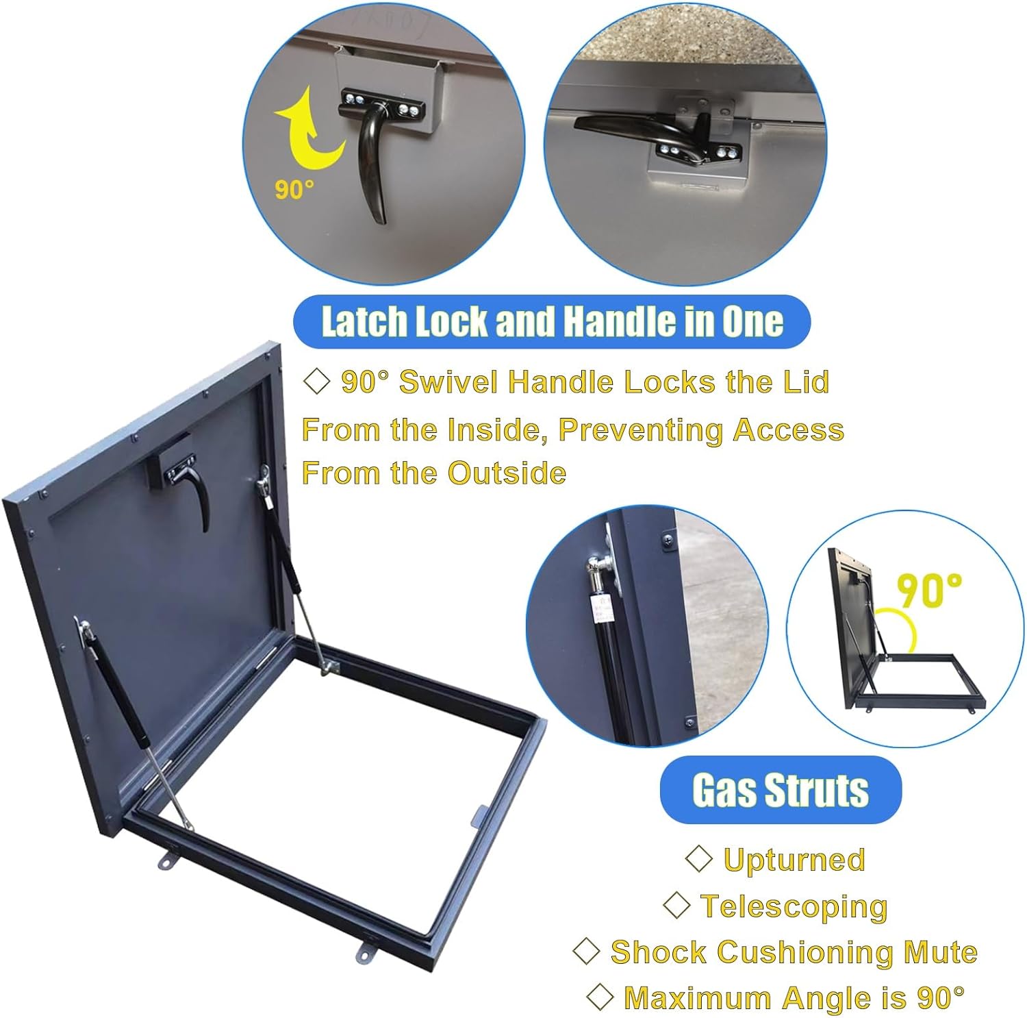 LXLZYXSF Roof Hatch Cover with Seal Gasket, Rain Protection Basement Access Lid for Attic Skylight/Manholes, Metal Escape Hatch Caps, 50cm-100cm(LXW-75x70cm/29.5x27.6in)