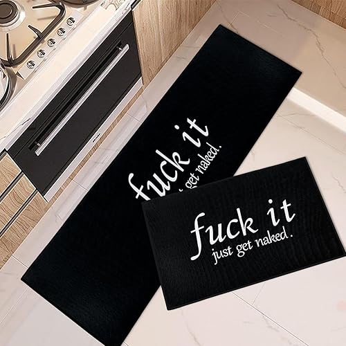 Miniatura 1 de Tayney Juego de 2 alfombras y tapetes de cocina para el hogar en blanco y negro, antideslizantes, lavables, juego de 2, tapetes de cocina para piso,