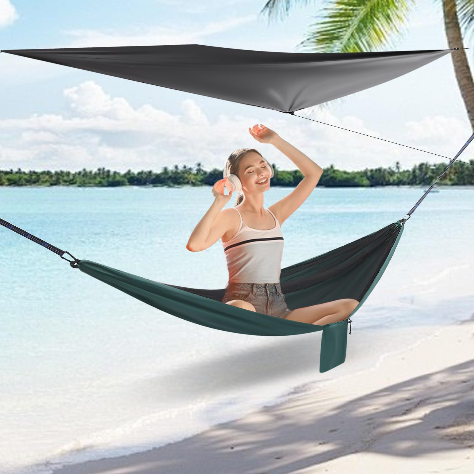 Hängematte Outdoor Camping Hammock Reisehängematte Ultraleicht Hängematte mit Moskitonetz und Regen Fliege Tarp 290 x 140 cm Hängematte Ohne Gestell Hängematten für Backpacking Reisen Wandern (C) Garten