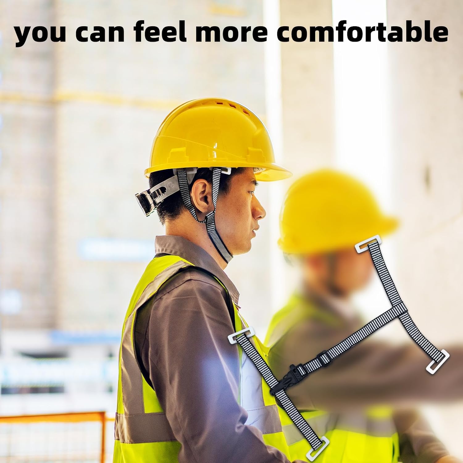 Hard Hat Chin Straps, 4 Pcs Universal Helmet Strap Expandable Helmet Hats Worker Strap for Construction Worker Guard Protection