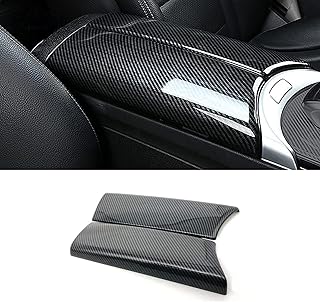 Lotcesfun Center Armrest Box Trim Cover ABS Compatible with Mercedes-Benz Mercedes C Class W205 / GLC-Class X253 2015-2022 Console Box Protective Cover (Carbon Fiber 2Pcs)