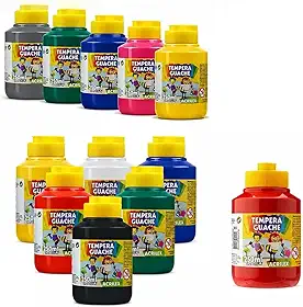 Kit Tintas Guache Acrilex 250ml 12 Cores Sortidas Pintura Artística