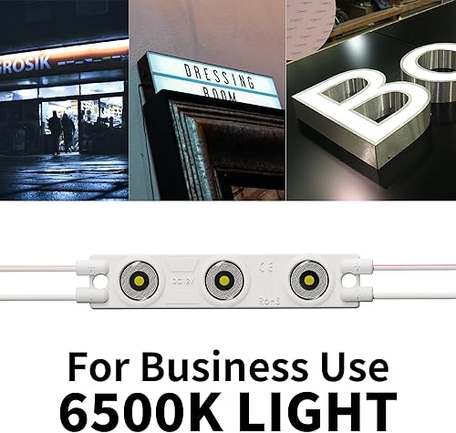 Miniatura 2 de BYTCNC Tira de módulo LED comercial, 200 unidades, 6500 K, luz blanca IP65, impermeable, para letreros publicitarios de letras de canal con cinta