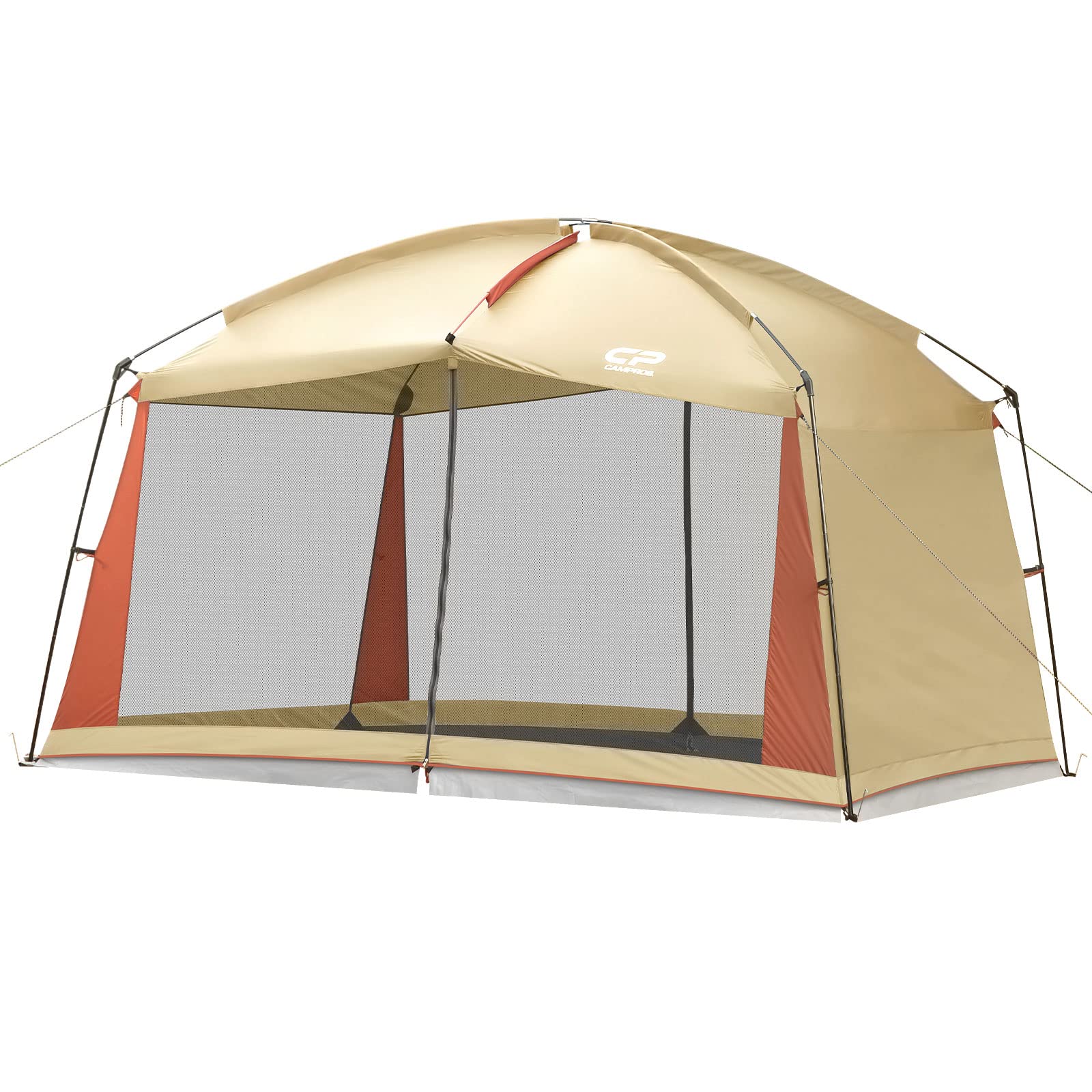 CAMPROS CP Screen House Room with 1 Side Wind/Sun Panel Canopy Tent Camping Tent Screen Shelter Gazebos for Patios Outdoor Camping Activities, 12'X10'X90in(H) - Beige