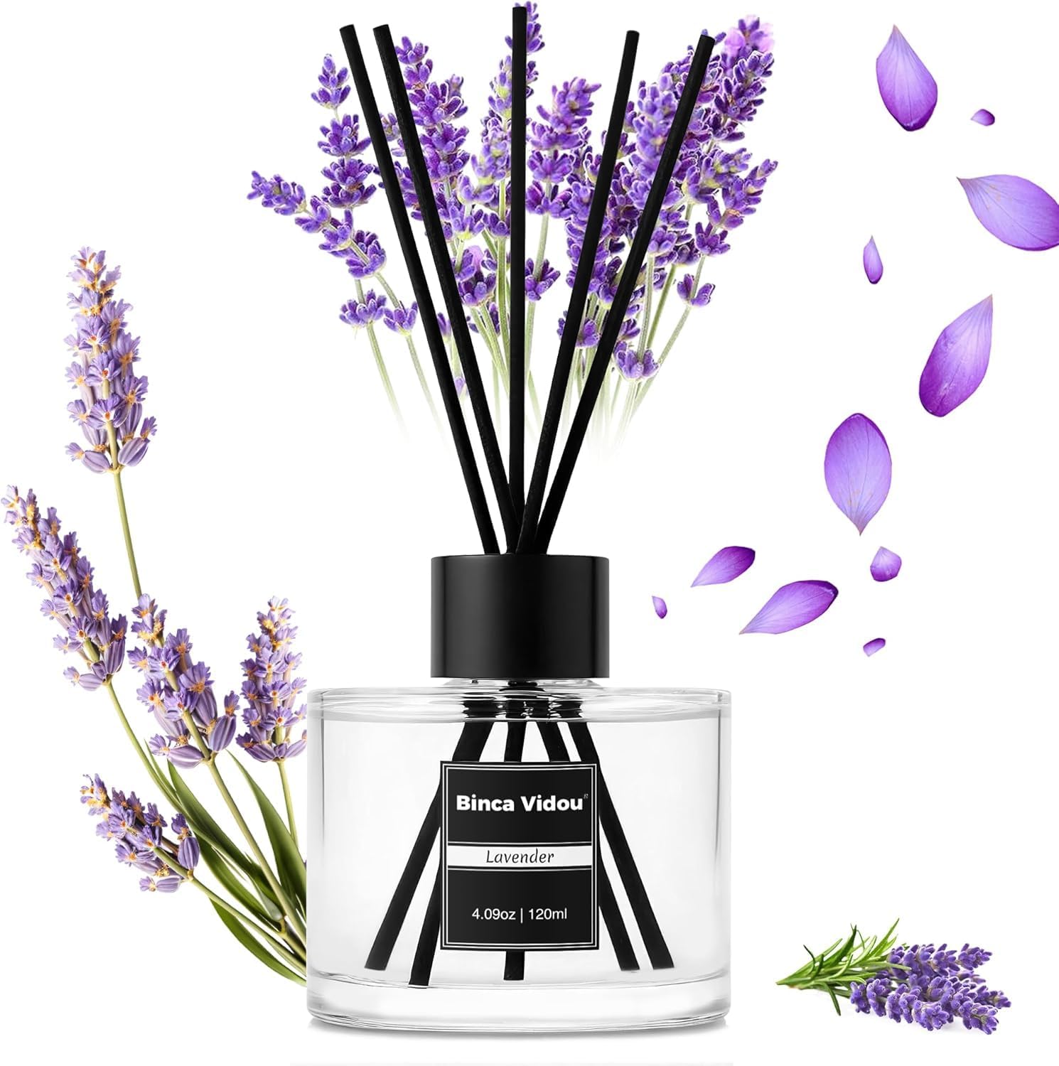 Reed Diffuser, 120ml Lavender Scented Oil Set, Home Scented Diffuser, 8 Sticks, 50 Days Strong Aroma for Bedroom, Bathroom, Office