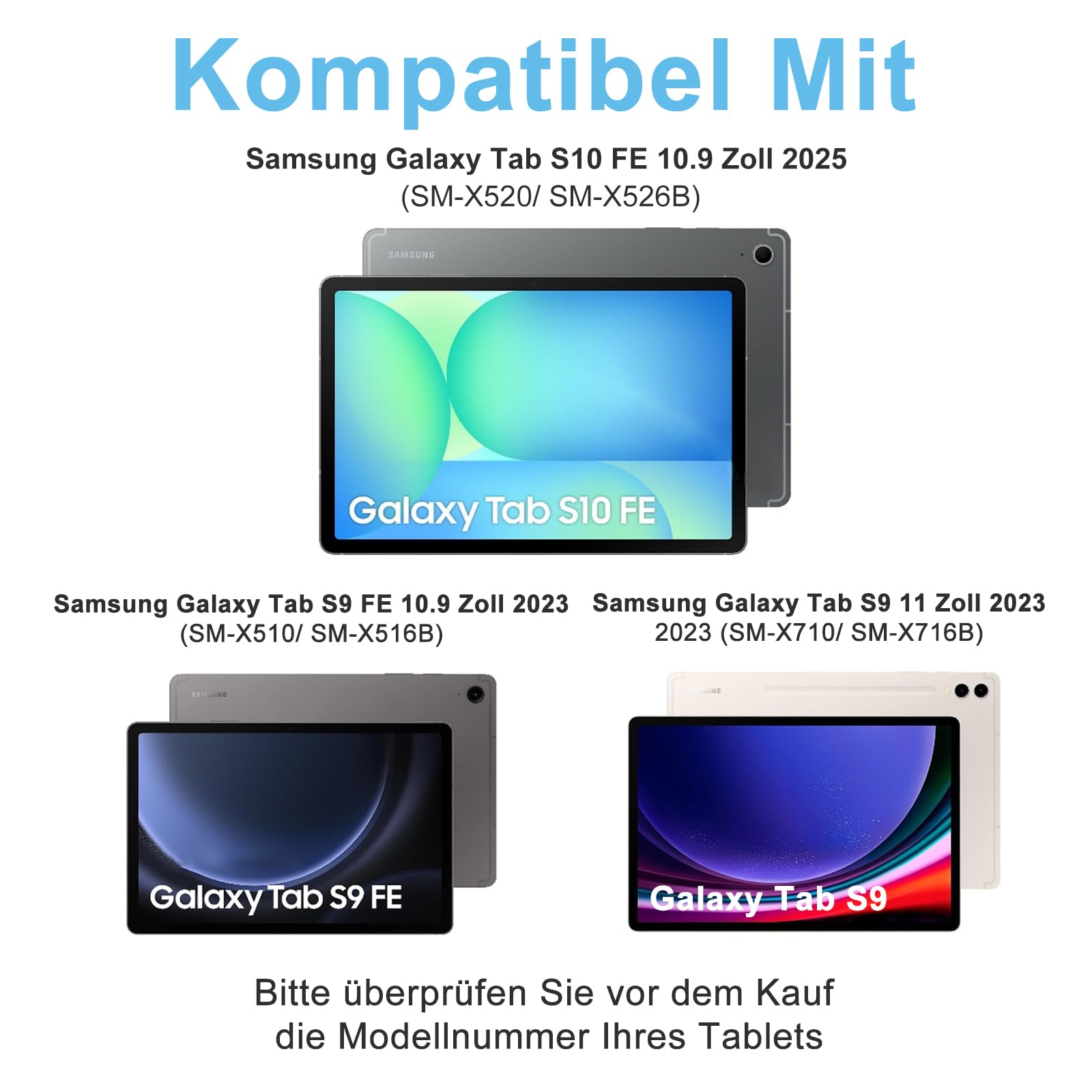 Case with Keyboard for Samsung Galaxy Tab S10FE 11 Inch 2025 - Backlit Detachable Bluetooth Keyboard, Folio Case with S Pen Holder, for Model (SM-X520/ SM-X526B) - Black