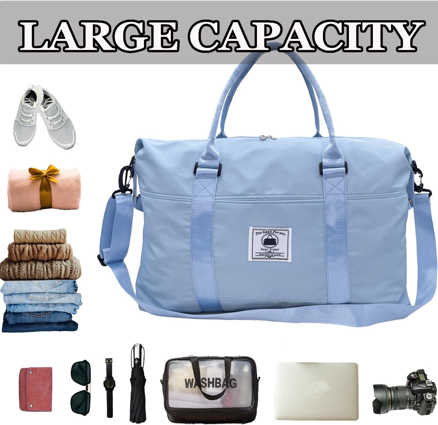 Travel Duffle Bag, Waterproof Sport Tote Gym Bag for Women Men, Overnight Weekender Carry On Bag with Wet Pocket - Image 3