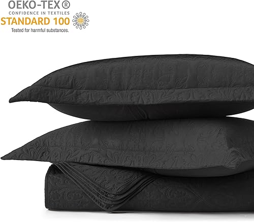 Vista 7 de Hansleep - Edredón negro tamaño individual – Colcha barroca ultrasónica para todas las estaciones, juego de ropa de cama individual, suave y ligero