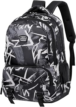 JiaYou Teens Girls Boys Middle School Backpack Unisex Camouflage Primary School DaypackBlack,28 Liters