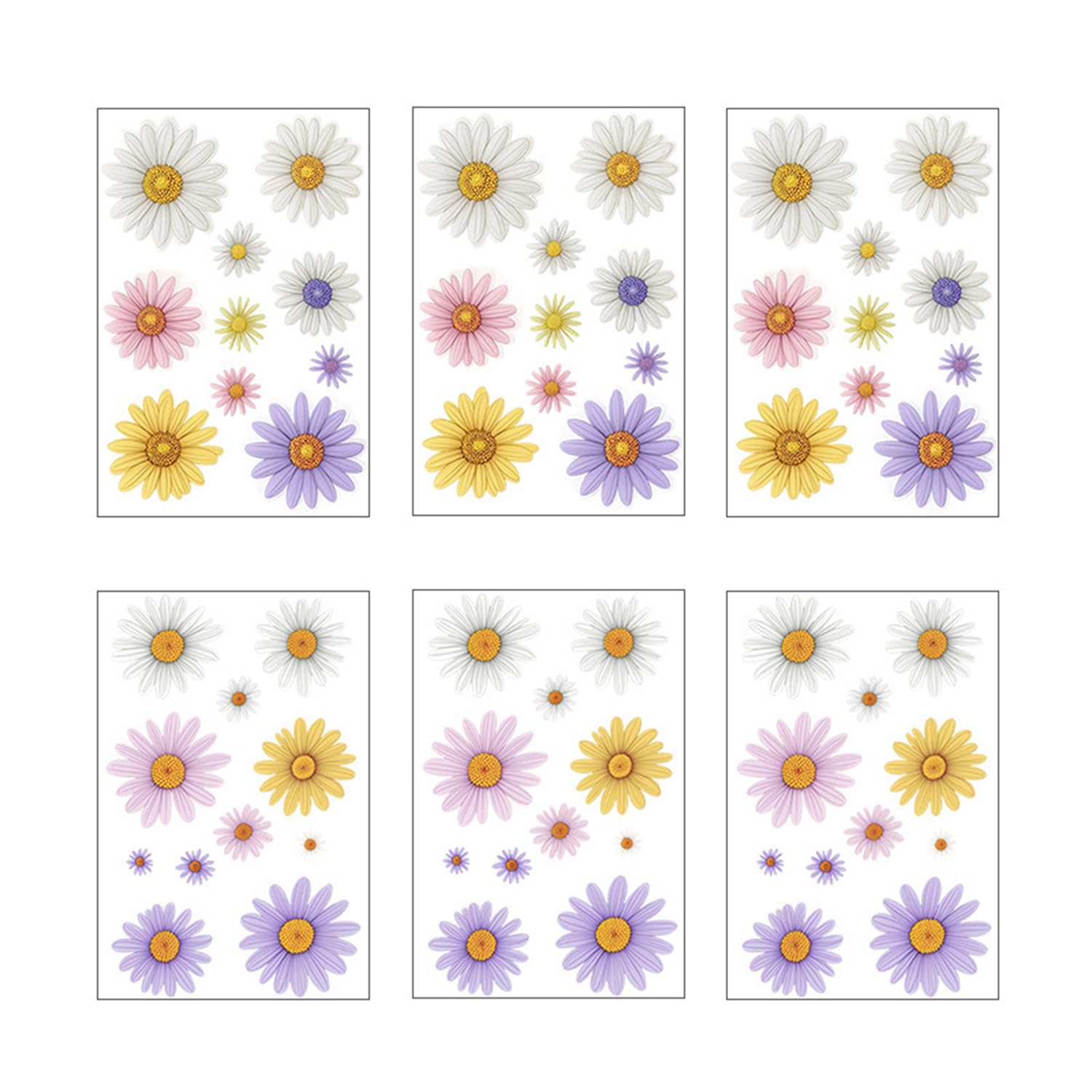 TVSVKWE 6 Daisy Stickers, Colorful Cartoon Floral Trash Can Stickers, Beautiful And Ele, Multi-Functional Wall Stickers, Diy Refrigerator Laptop Decoration.