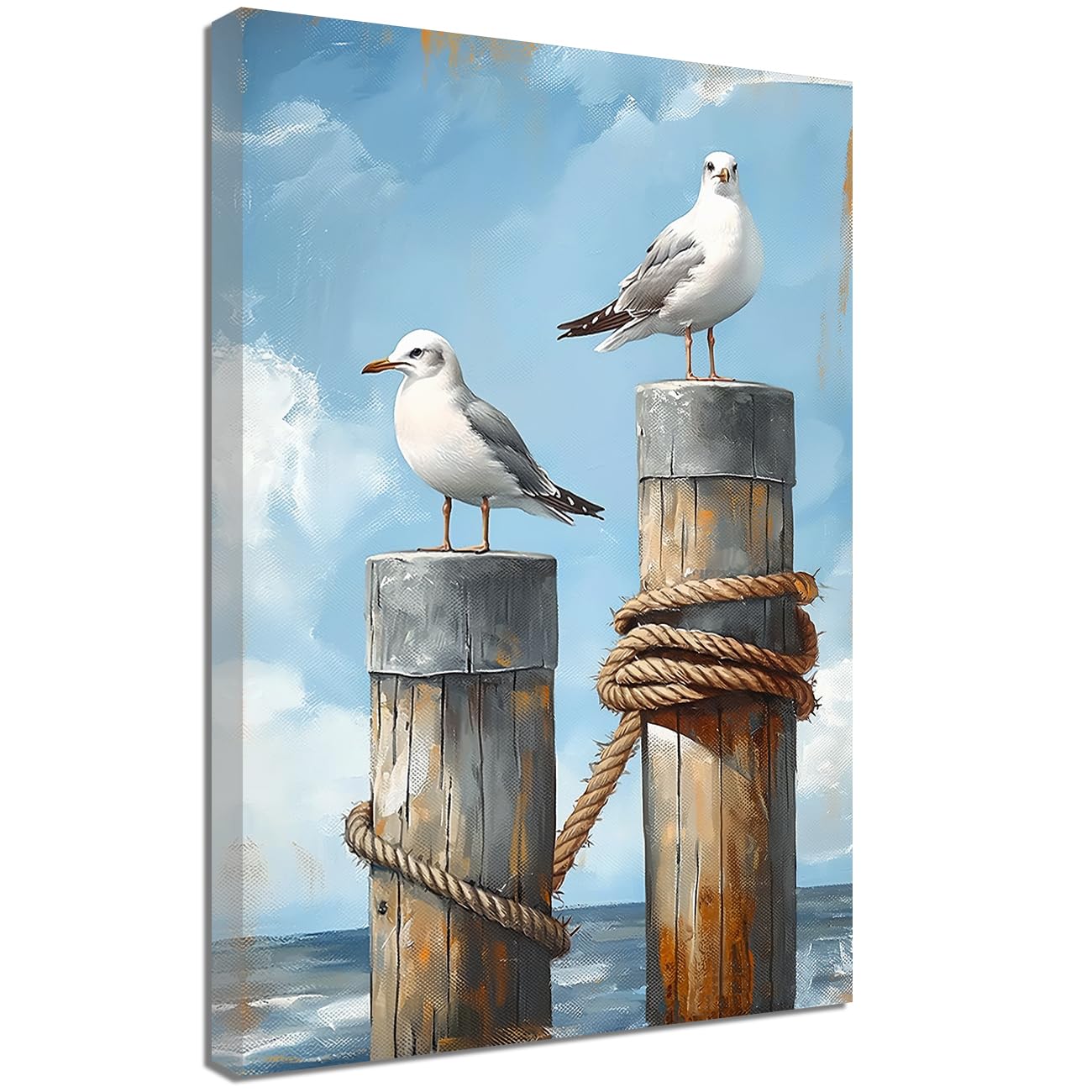 LMYSXAOZ Seagull Bird Canvas Wall Art Coastal Seabird Beach Artwork Prints Seascape Poster for Bedroom Bathroom Living Room Home Decor (28.00" x 42.00")