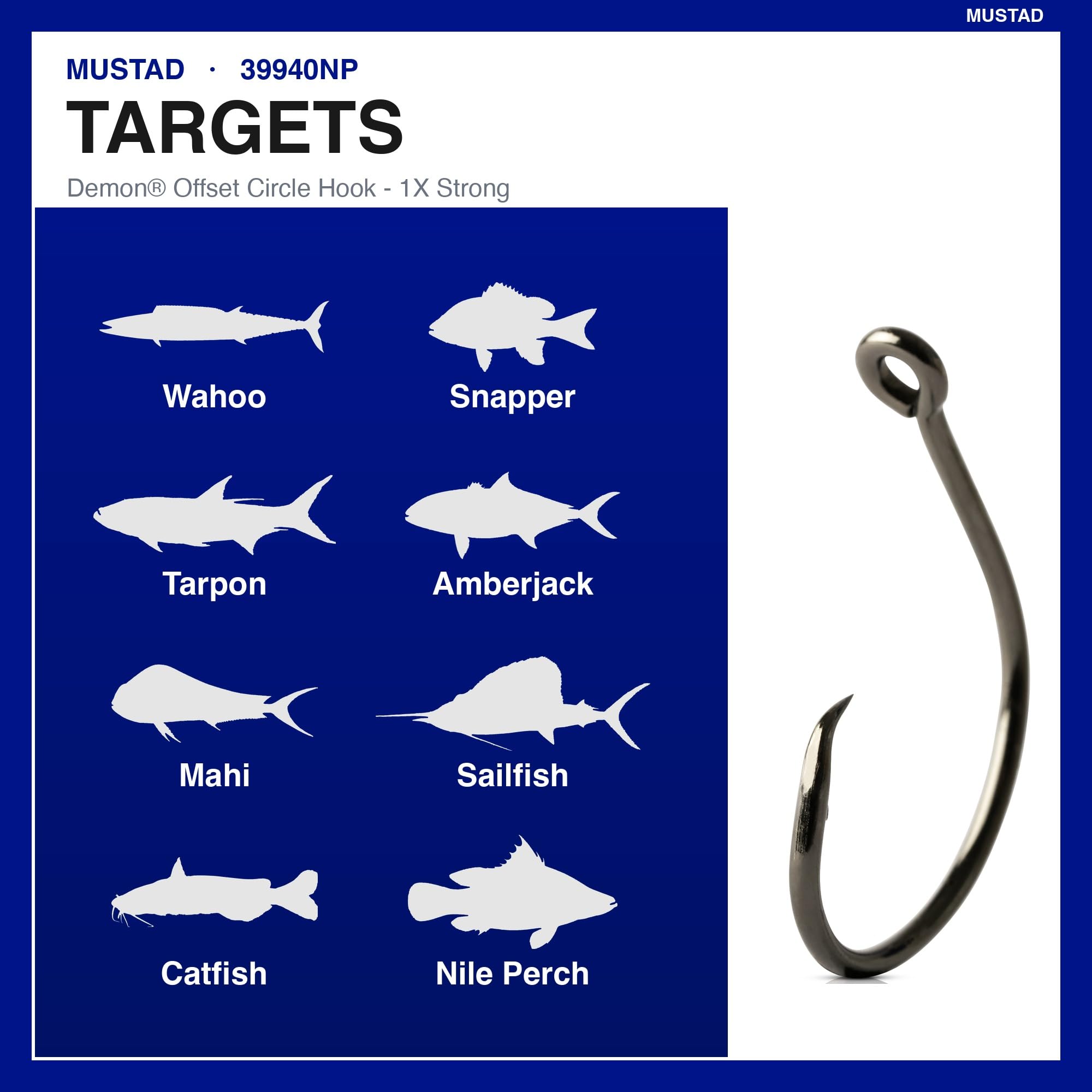 Mustad Ultrapoint Demon perfekt versetzt Circle 1 Extra Starke Haken mit kirbed Point (10 Stück)