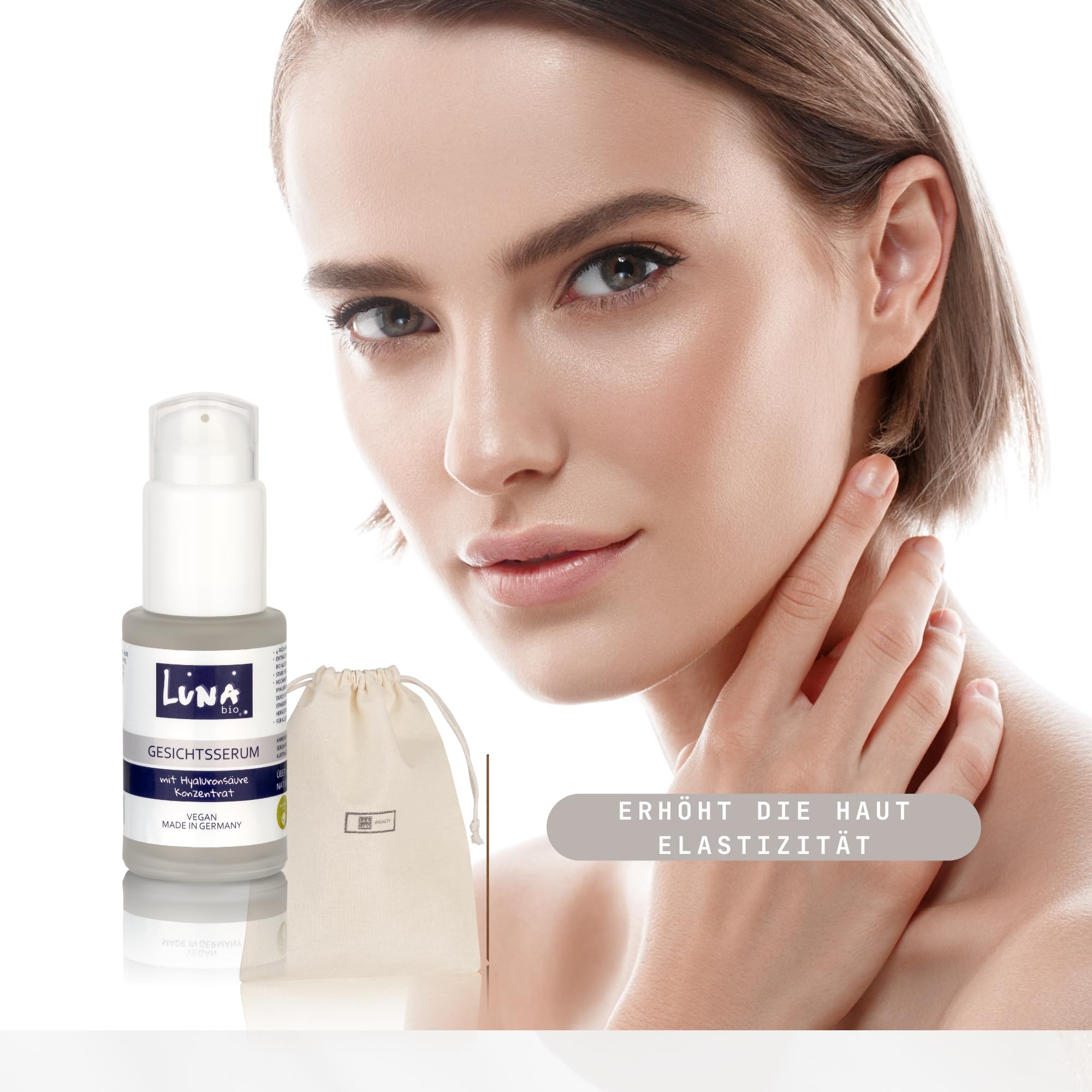 Bio serum hialuronowe do twarzy | Skincare serum przeciw starzeniu się, bio aloes, witamina E+B5, wegańskie, uzupełniający kwas hialuronowy, naturalne składniki, pielęgnacja twarzy, przeciw