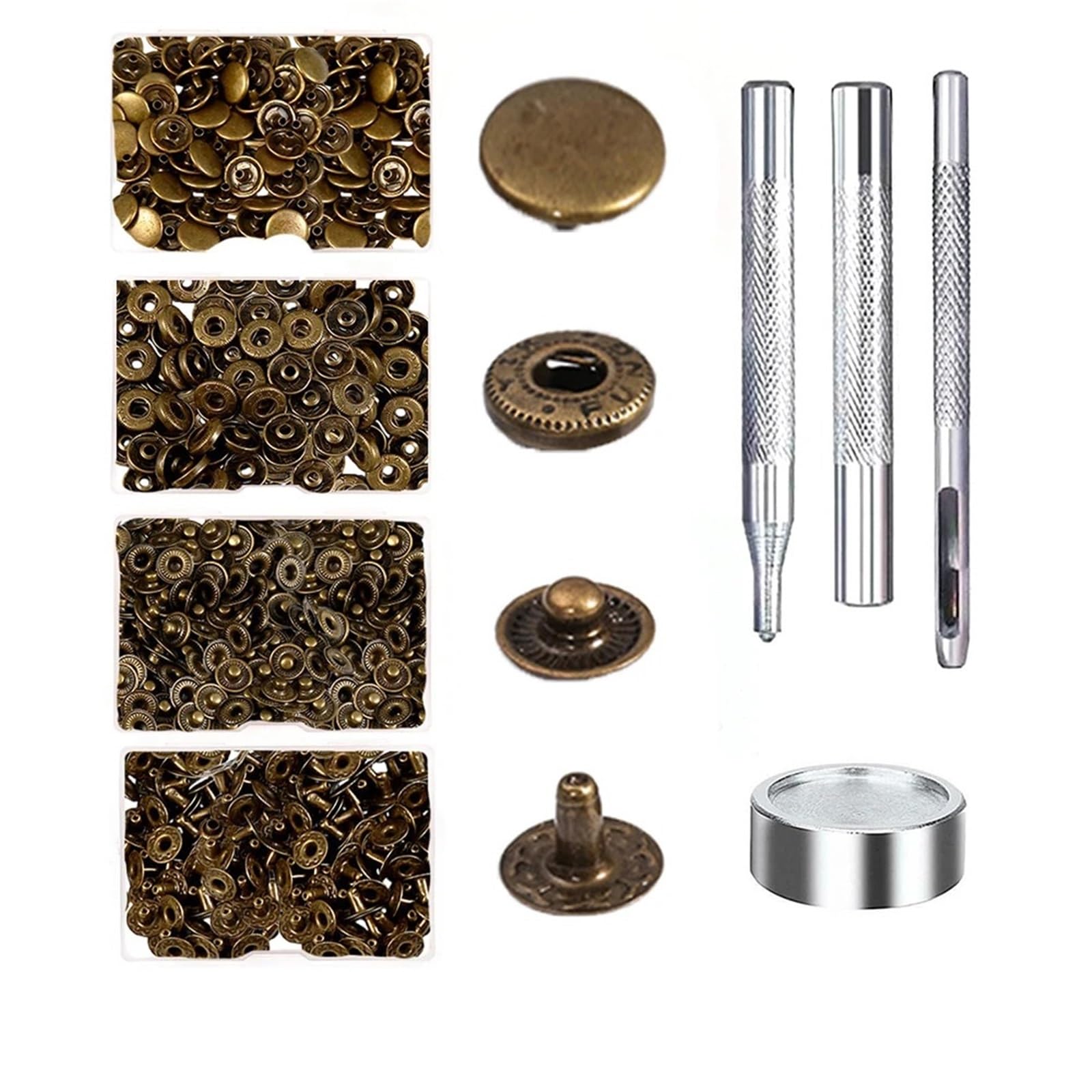 Xinglongs One Color Snap Button Fastener Kit 520 Sets Bronze 12.5Mm Snap Fasteners For Coats Bags Leather Canvas