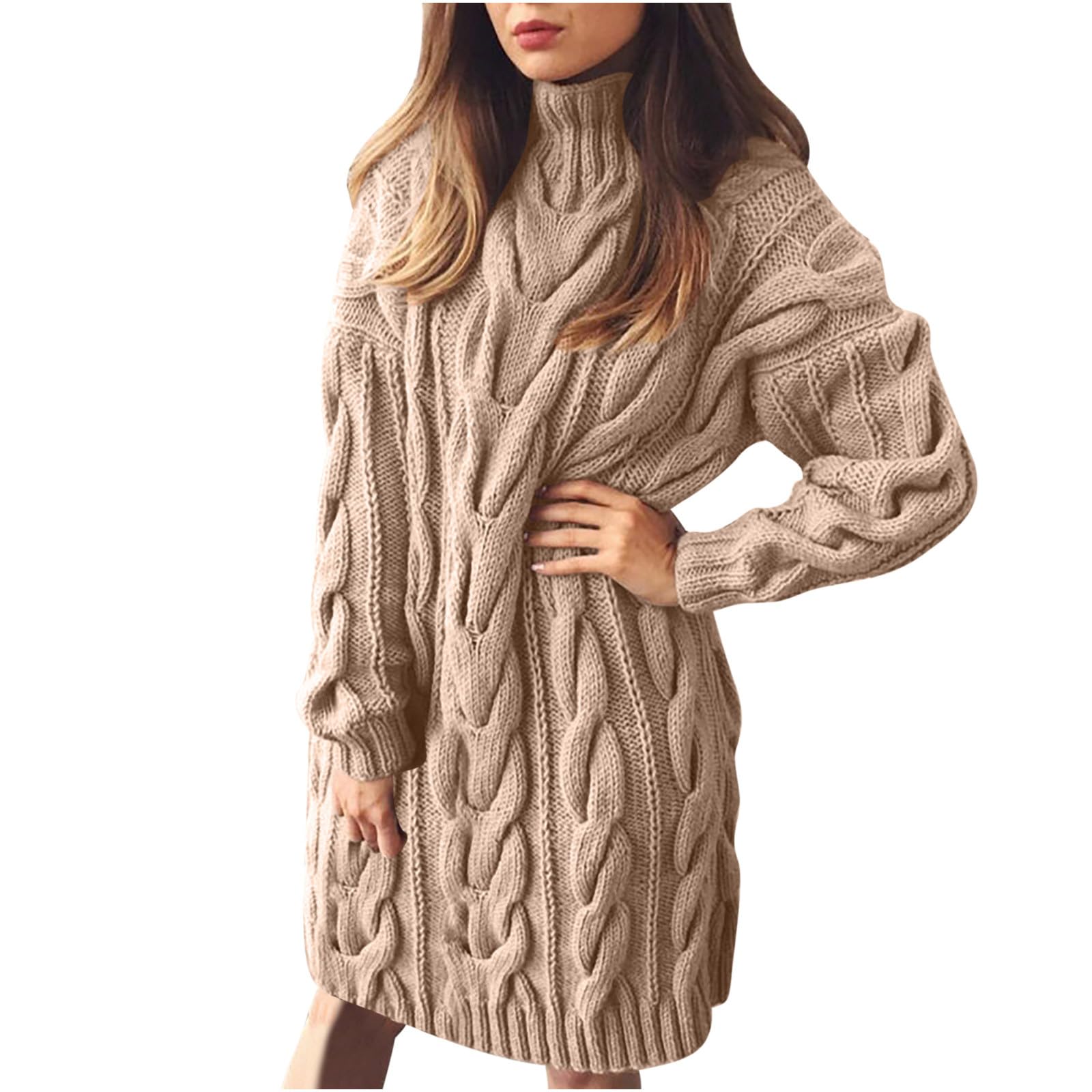 Turtleneck Baggy Sweatshirt Dress Women Sweater Dress Long Sleeve