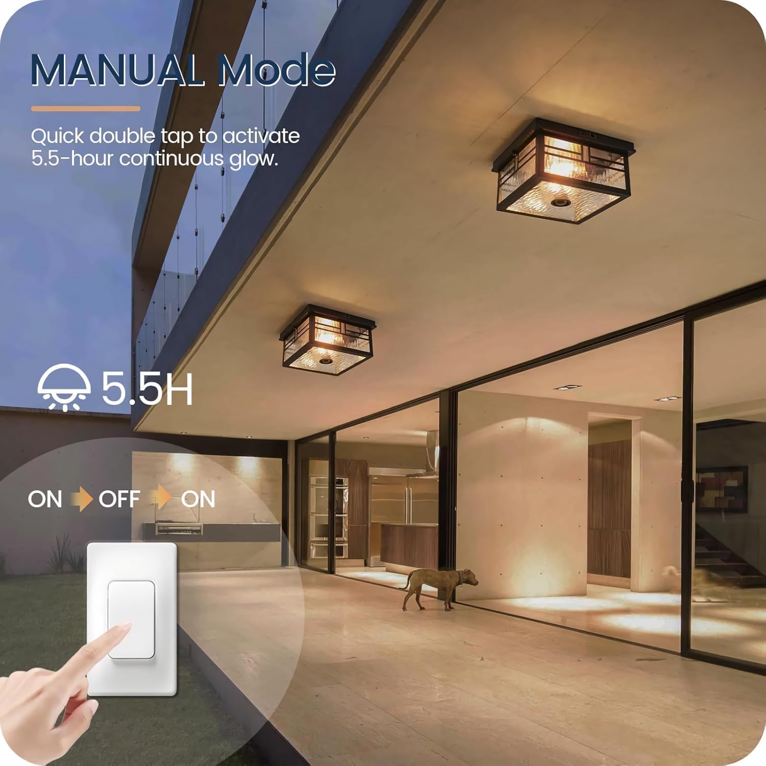 Lámpara de techo exterior con exterior de movimiento, E27 Lámpara de techo de cristal, diseño industrial atemporal, IP65, impermeable, lámpara de techo negro para puerta de entrada, balcón