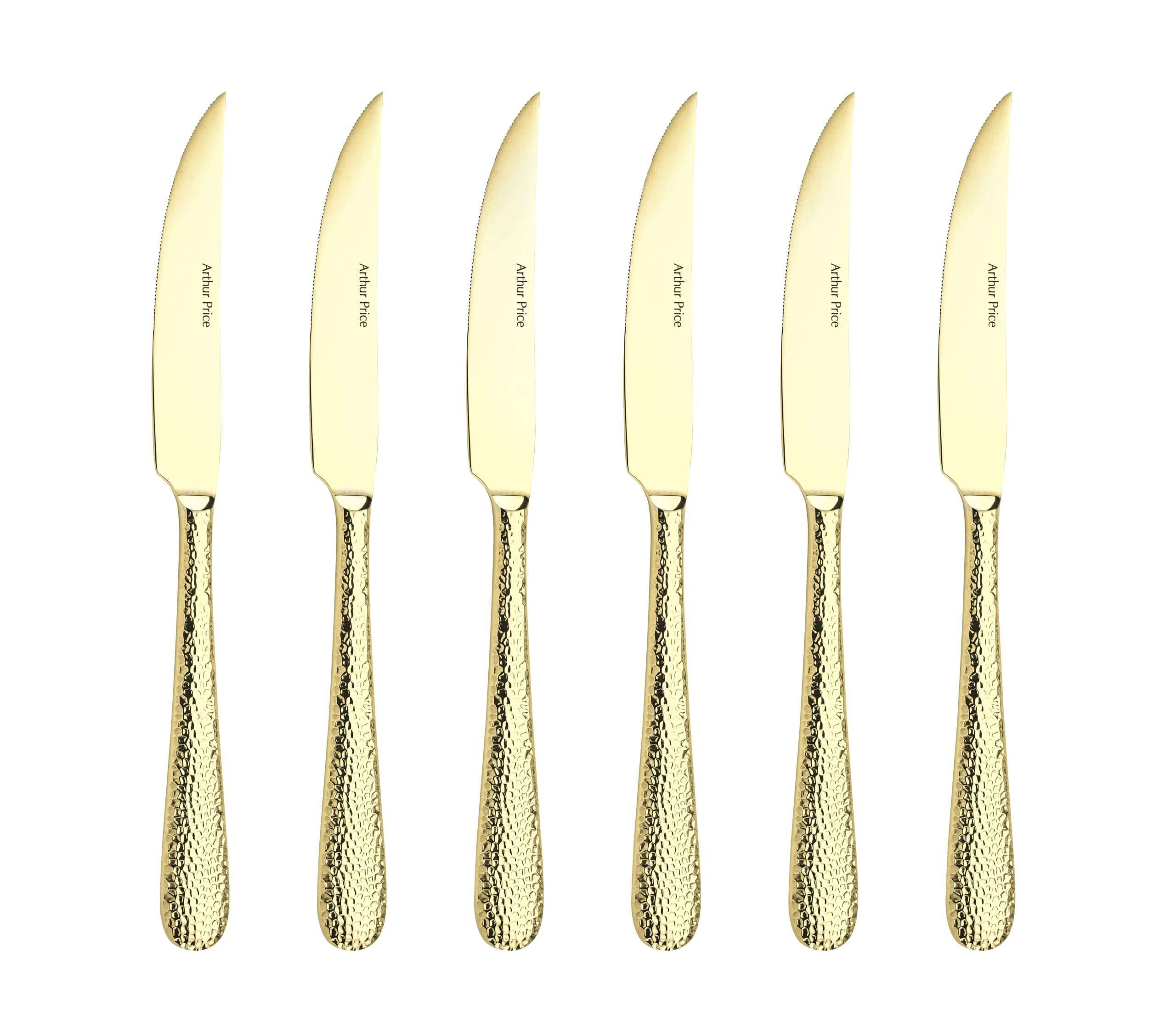 Arthur Price CAVA0841 6 Steak Knives, Stainless Steel, Gold