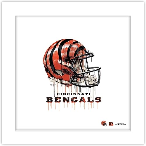 Trends International Gallery Pops NFL Cincinnati Bengals - Póster de pared con casco de goteo, 12.00 x 12.00 pulgadas, versión de marco blanco
