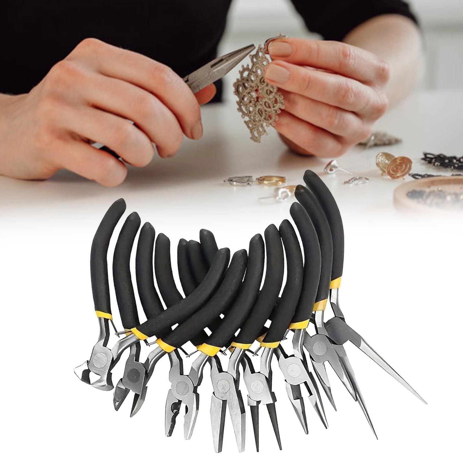 Set di pinze per gioielli portatili, multiuso, accessori alla moda, per artisti e amanti dei gioielli, uso quotidiano, collezione di pinze per perline