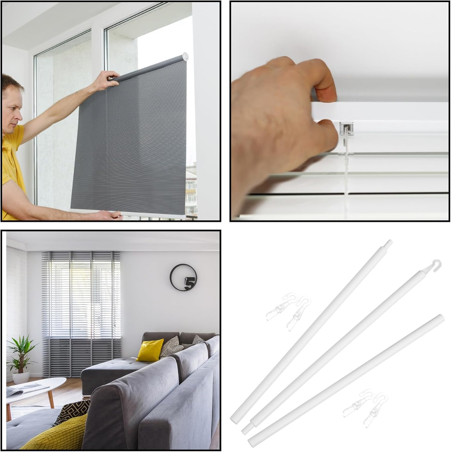2 Sets Venetian Blind Rod Home Blind Accessories Curtain Opener Rod Window Tilt Wand Plastic for Window Tilt Drapery s Stick Opener Pole Wand
