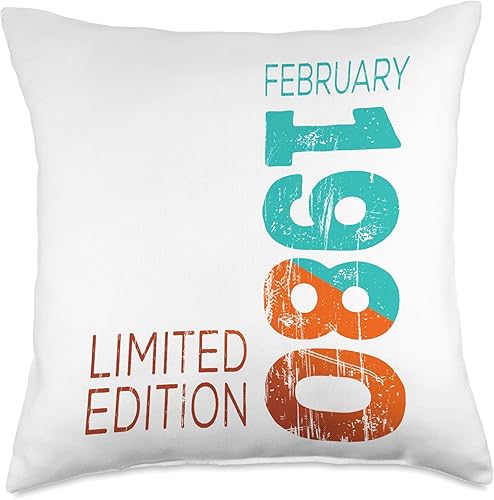 Birth February Retro Vintage 1980 Limited Edition February Year Retro Vintage 1980 Edition Throw Pillow, 18x18, Multicolor Birth February Retro Vintage 1980 Limited Edition February Year Retro Vintage 1980 Edition Throw Pillow, 18x18, Multicolor