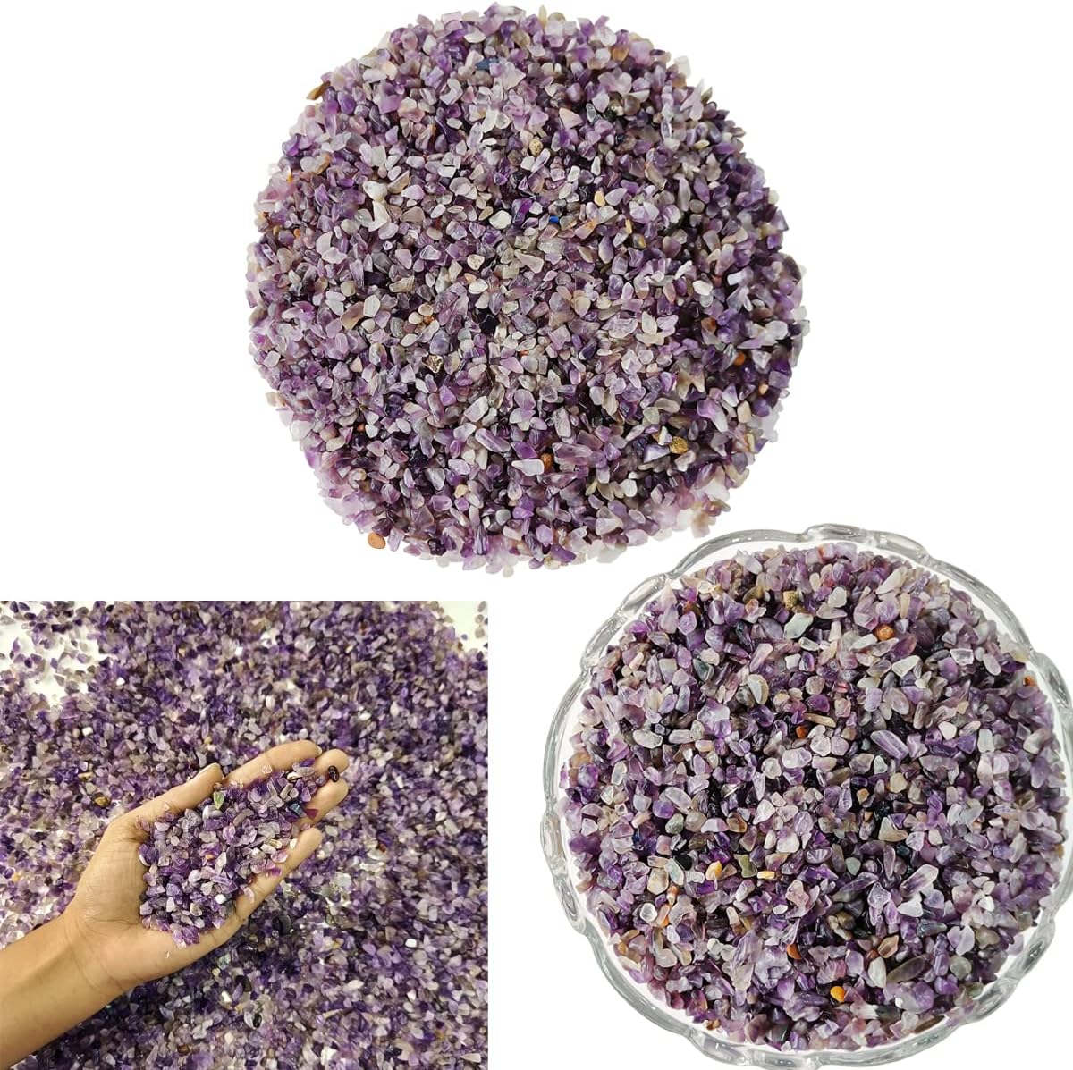 Amethyst Chips Stone 50 Gm | Healing Crystal Chips Stone for Vastu | Natural Dust Raw Rough Stone for Home, Aquarium, Garden, Office Table Decor and Reiki Healing Meditation