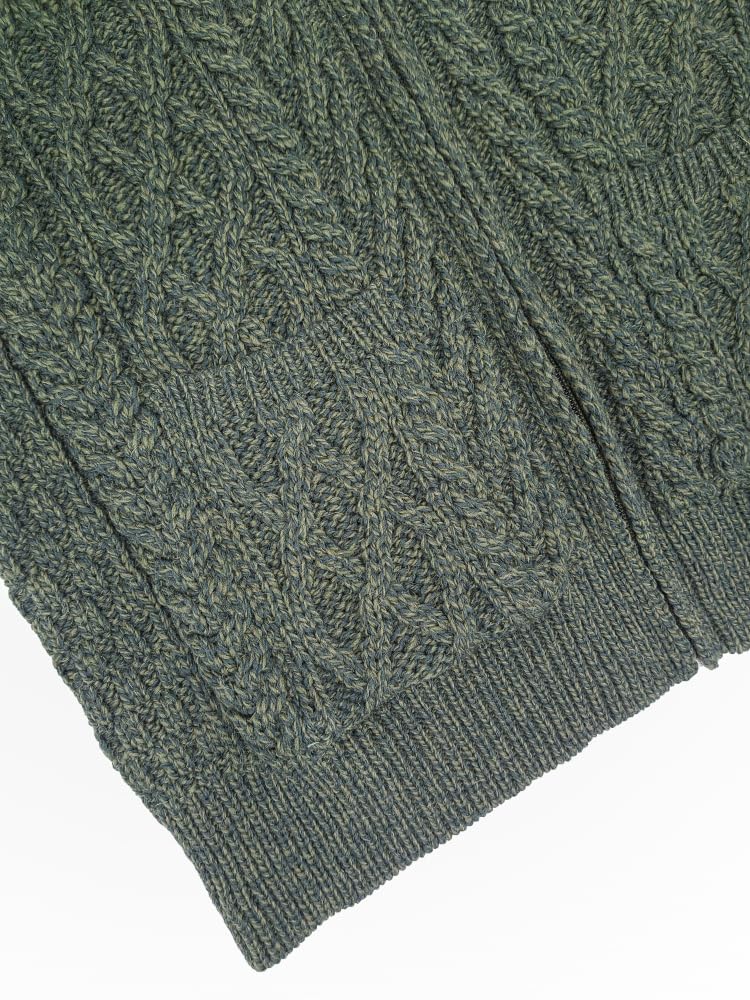 Aran Crafts Cardigan zippé pour homme 100 % laine mérinos, fabriqué en Irlande