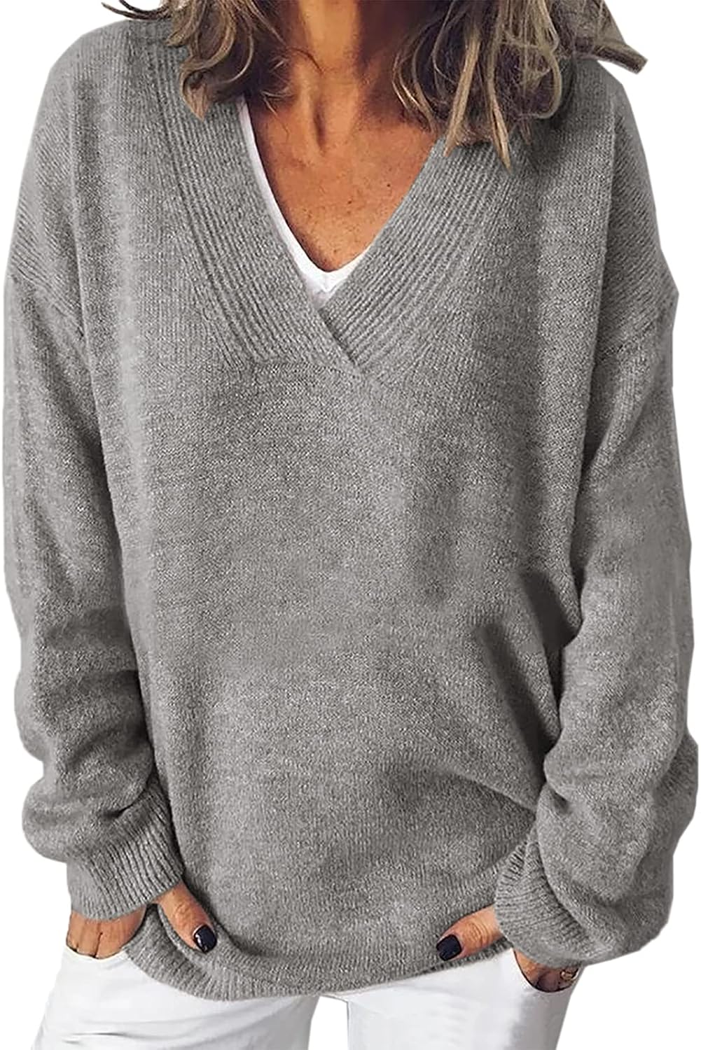 Womens V Neck Sweaters Long Sleeve 
