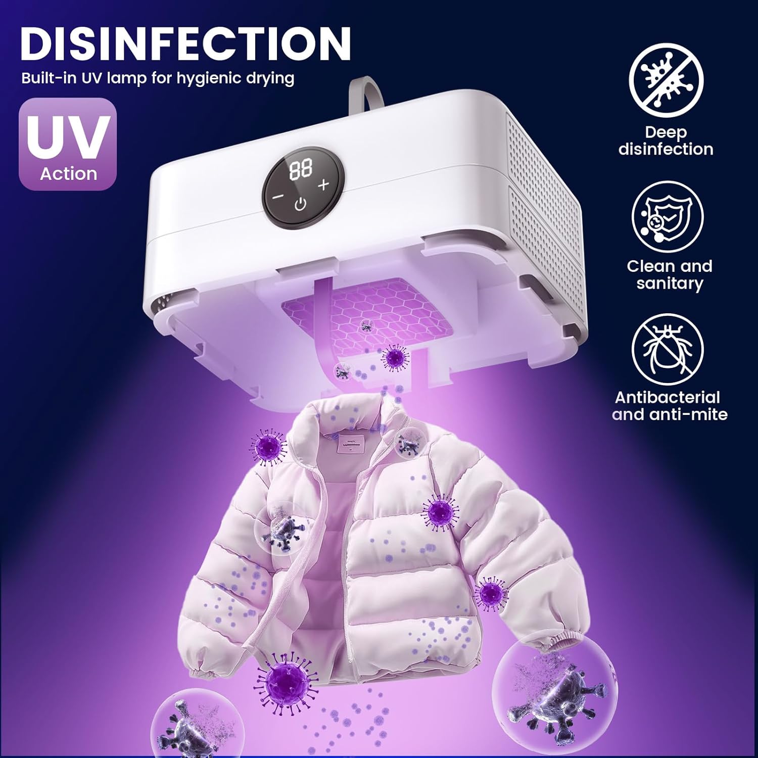 Portable Clothes Dryer, Mini Laundry Dryer with 6-Speed Timer FunctionEnergy-Saving Ideal for Laundry Rooms, Apartments, RVs