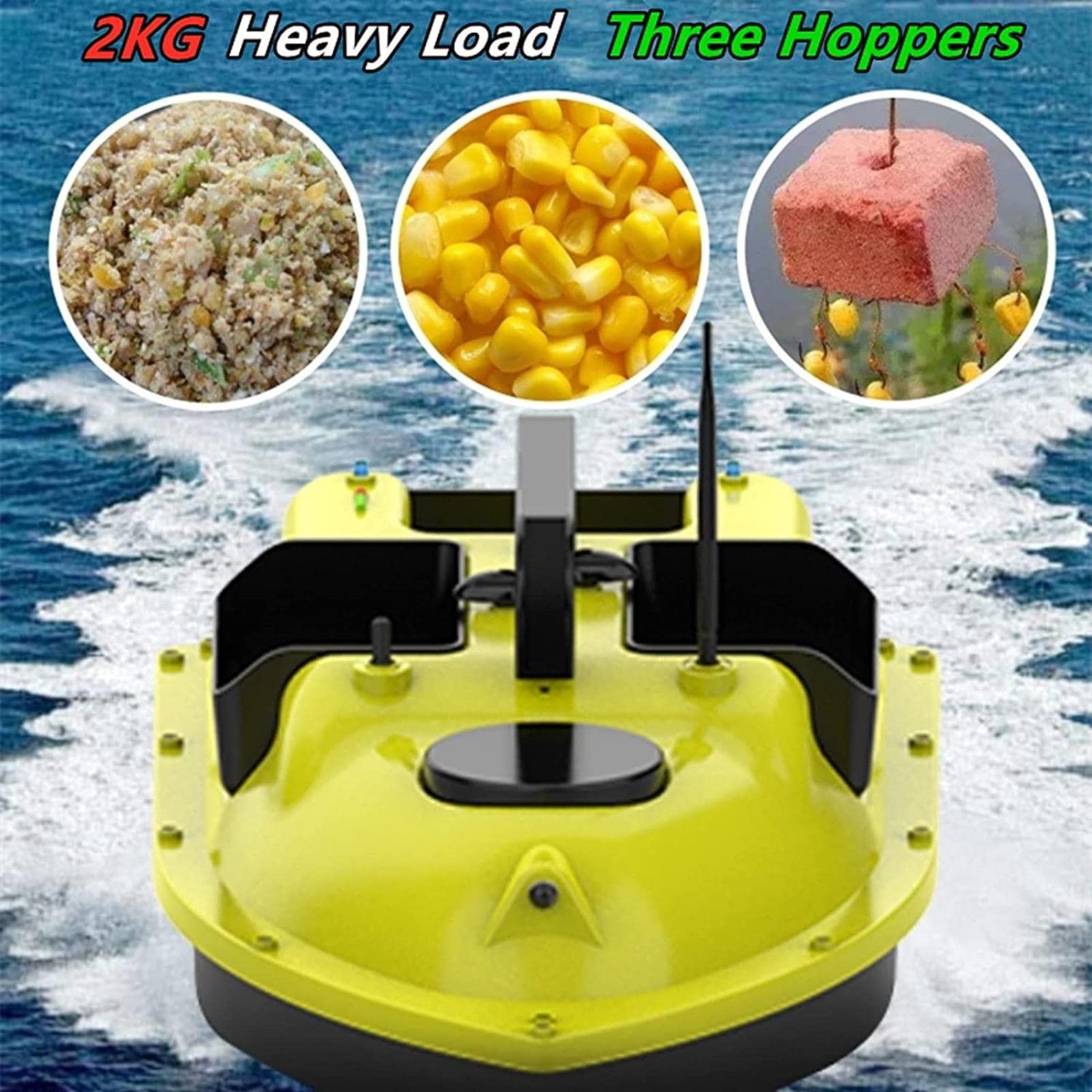 500 m GPS Wireless fischkaberboot Carp Pesca Barca Boot rc Boot 3 Imbuto LCD GPS fischfinder con sensore Sonar, Barca Esca, Pesca, Barca del Nido, Giallo -5200 mAh*1