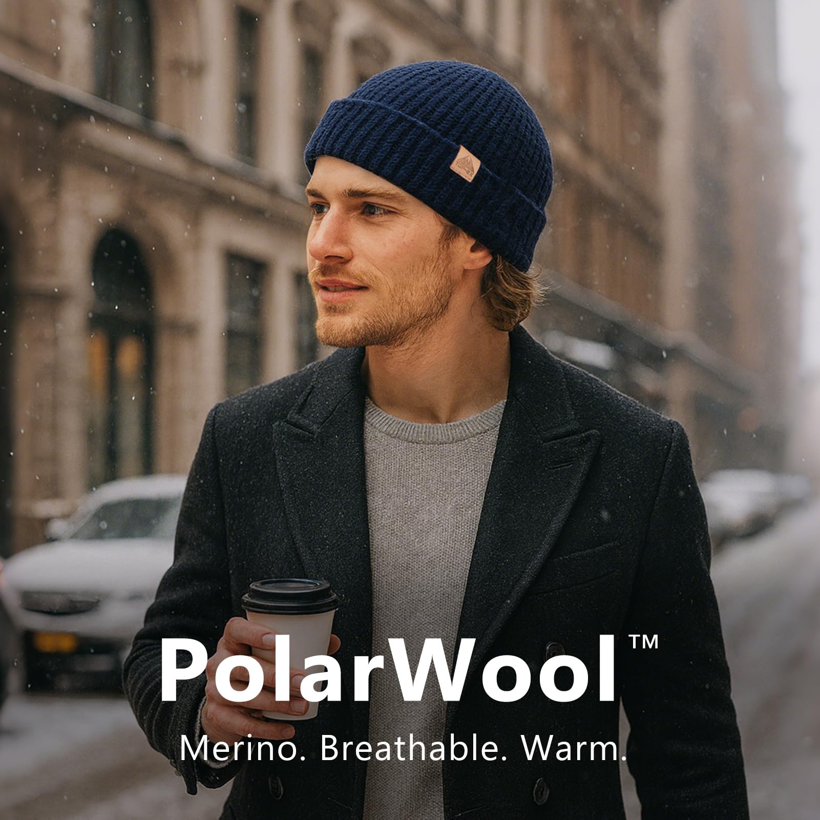 PolarWool Berretto da pescatore a nido d'ape in lana merino, a doppio strato, 2 stili, caldo, invernale, lavorato a maglia, per uomo e donna
