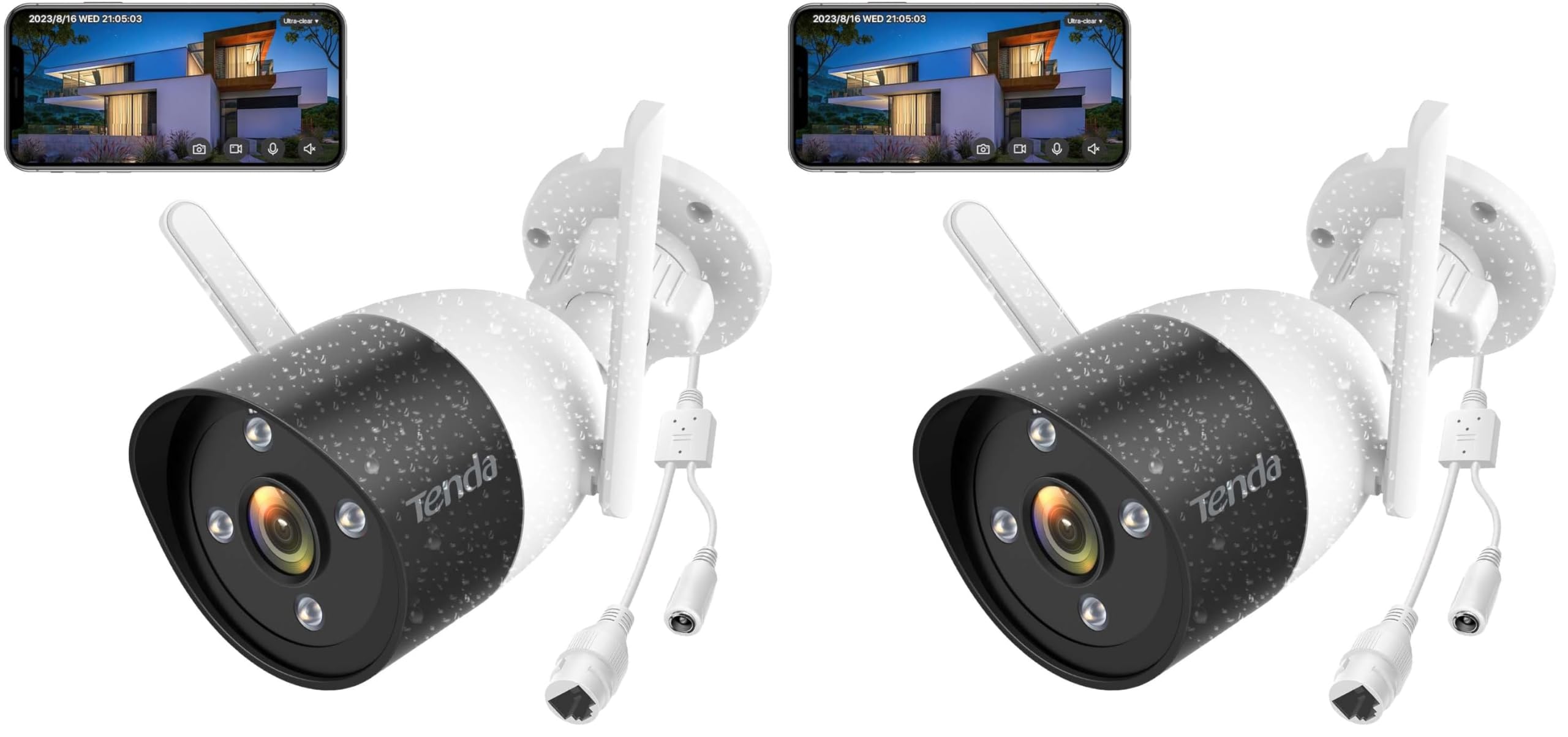 Tenda Caméra de Surveillance Extérieur, 1080P Camera Surveillance WiFi avec Audio Bidirectionnel, Vision Nocturne en Couleur, Détection de Personne & Mouvement AI, Compatible avec Alexa, CT3