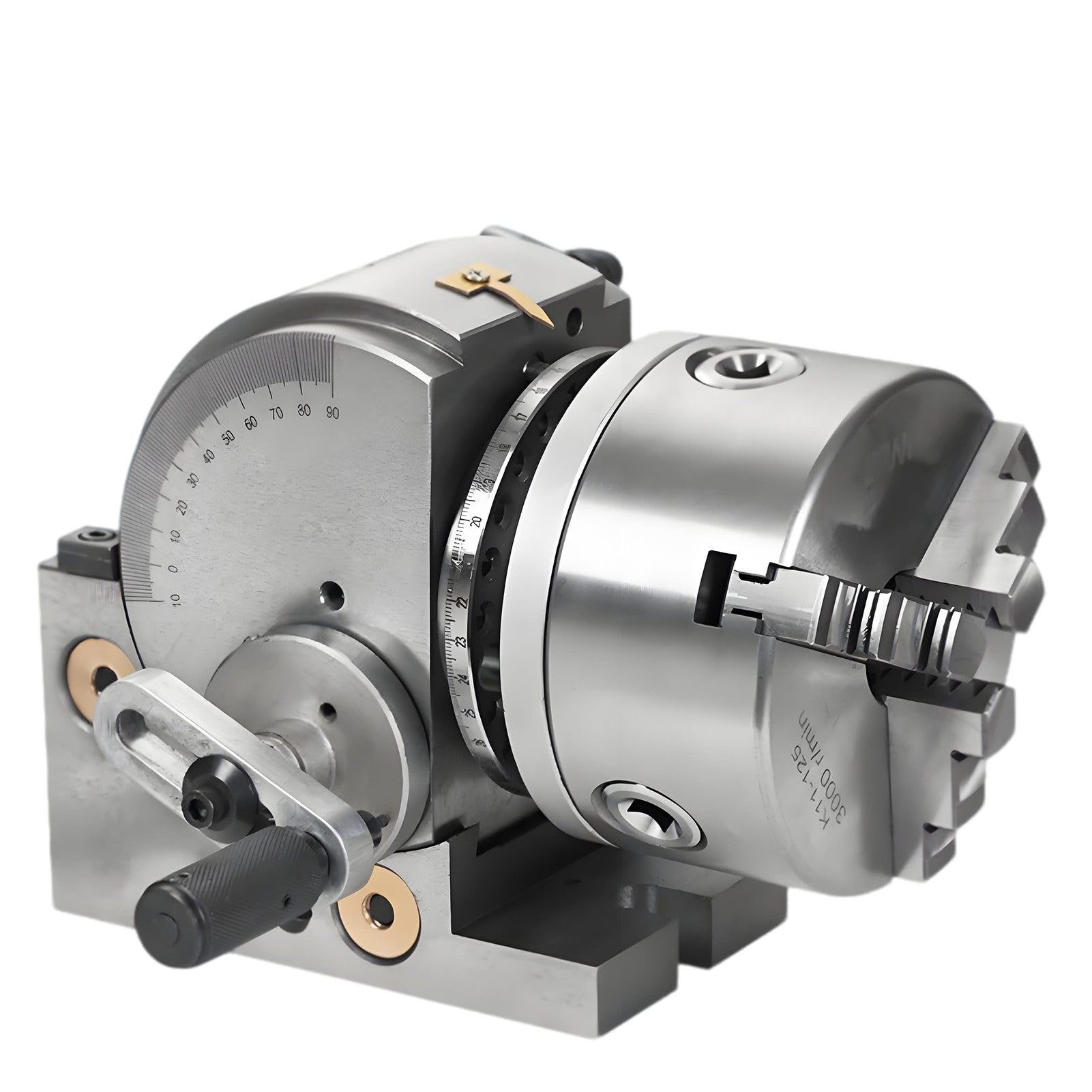 ExoticaBlend CNC Rotary with 3 Jaw Chuck,Hollow Shaft Dividing Head Rotational A Axis,with Tailstock,Reduction Ratio 1:40 for CNC Router Lathe Engraving Milling Machine 4in