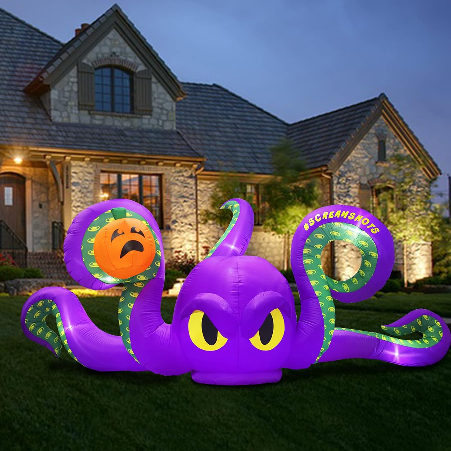 12Ft Halloween Inflatables Giant Octopus Purple Sticky