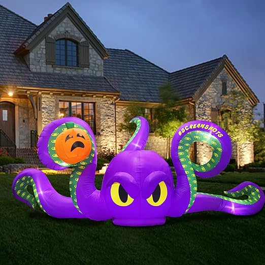 12Ft Halloween Inflatables Giant Octopus Purple Sticky